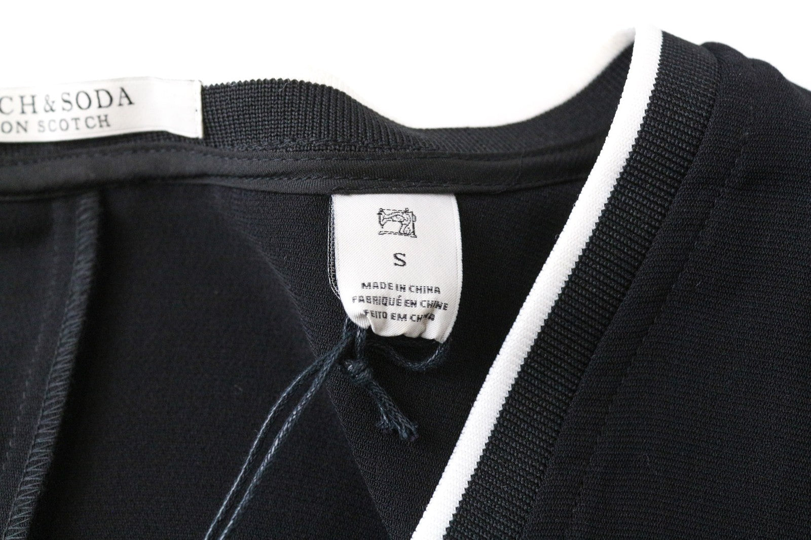 MAISON SCOTCH Women's Black S Short Sleeve Lined 2in1 Dress V-Neck