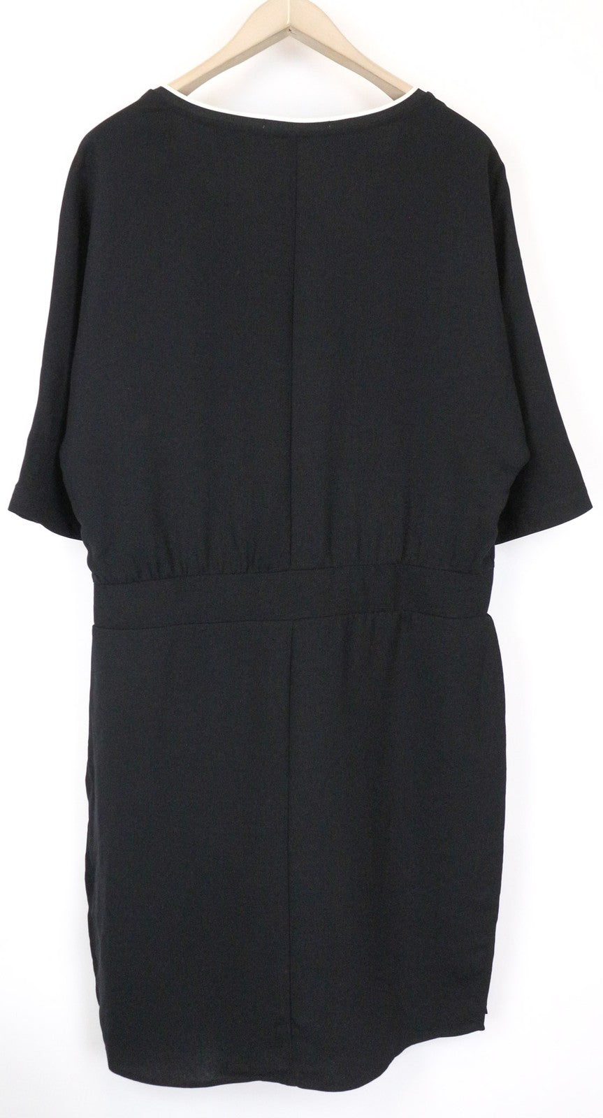 MAISON SCOTCH Women's Black XL Short Sleeve Elastic Waist V-Neck Dress
