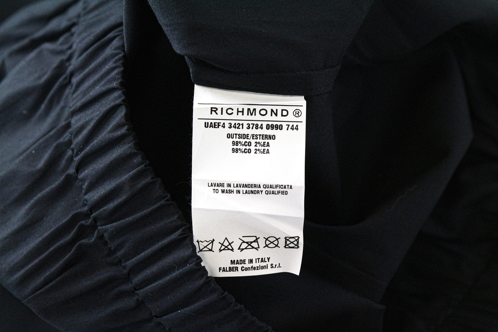 RICHMOND Men's Shirt 48 Blue Black Stretch Cotton Short Sleeve Buttoned