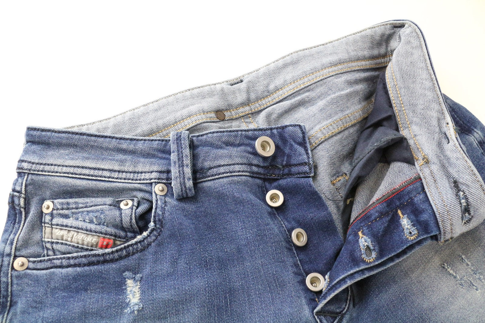 DIESEL Larkee-Beex 084NV Men's W27/L30 Washed Tapered Cotton Stretch Jeans