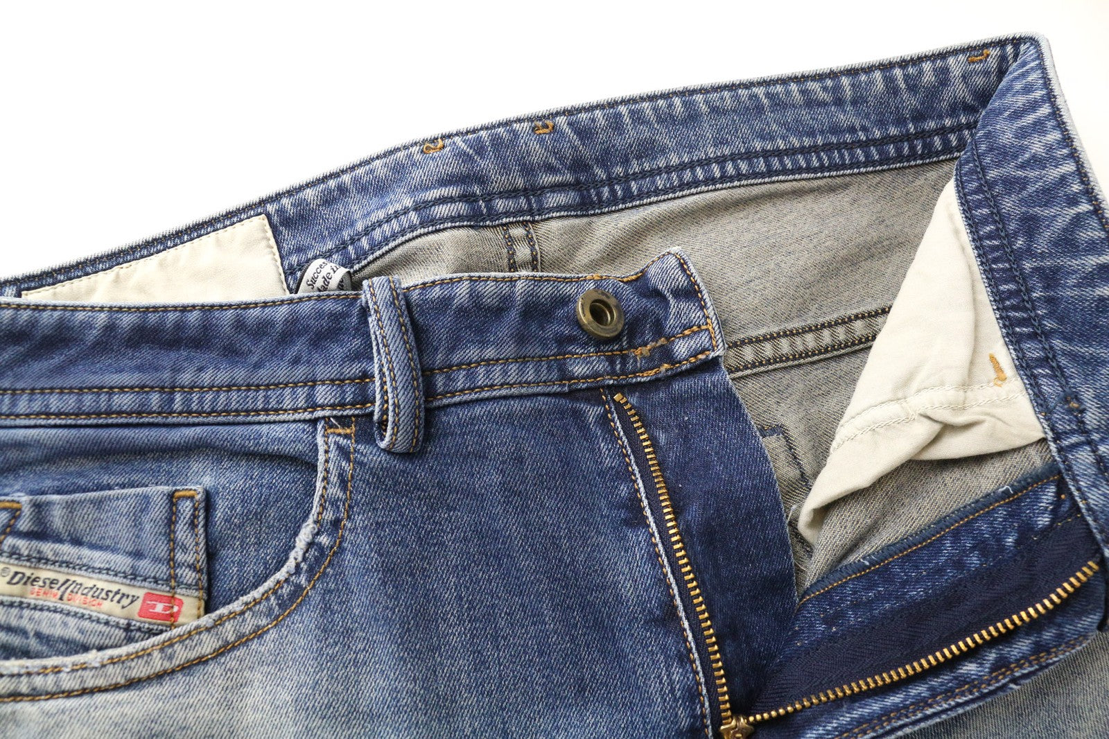 DIESEL Thommer 087AV Men's Slim W30/L32 Blue Stretch Cotton Washed Jeans