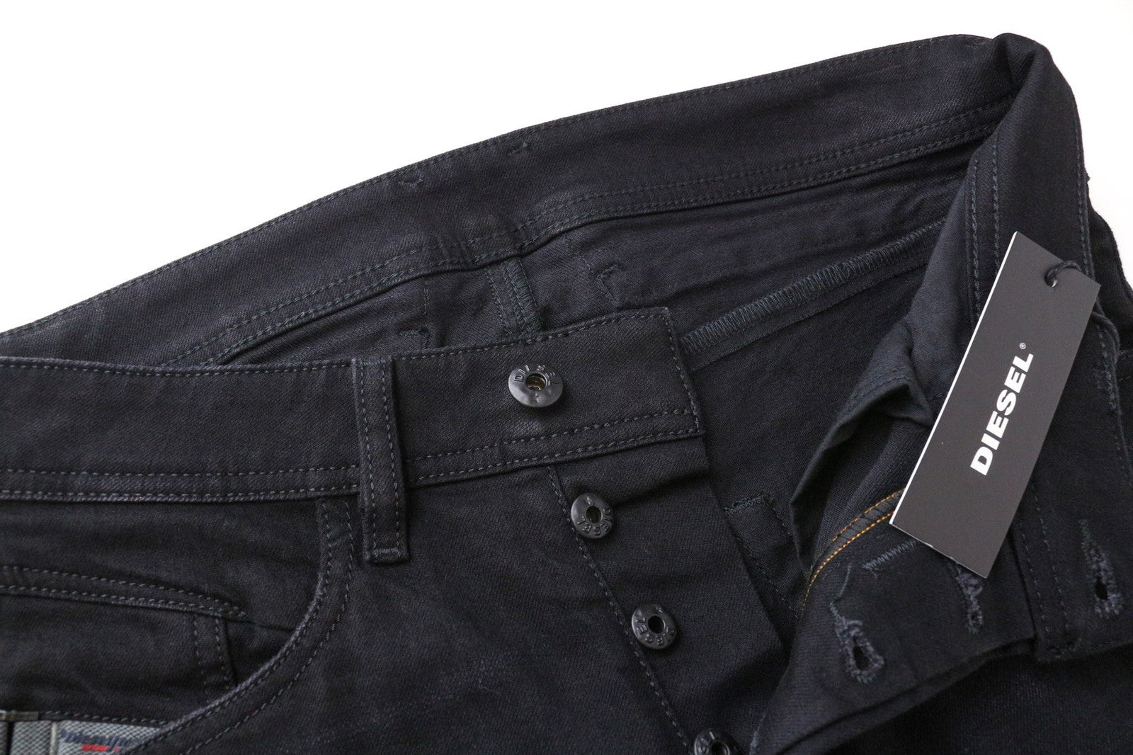 DIESEL Belther 069AC Men's Slim W28/L32 Black Stretch Cotton Tapered Jeans