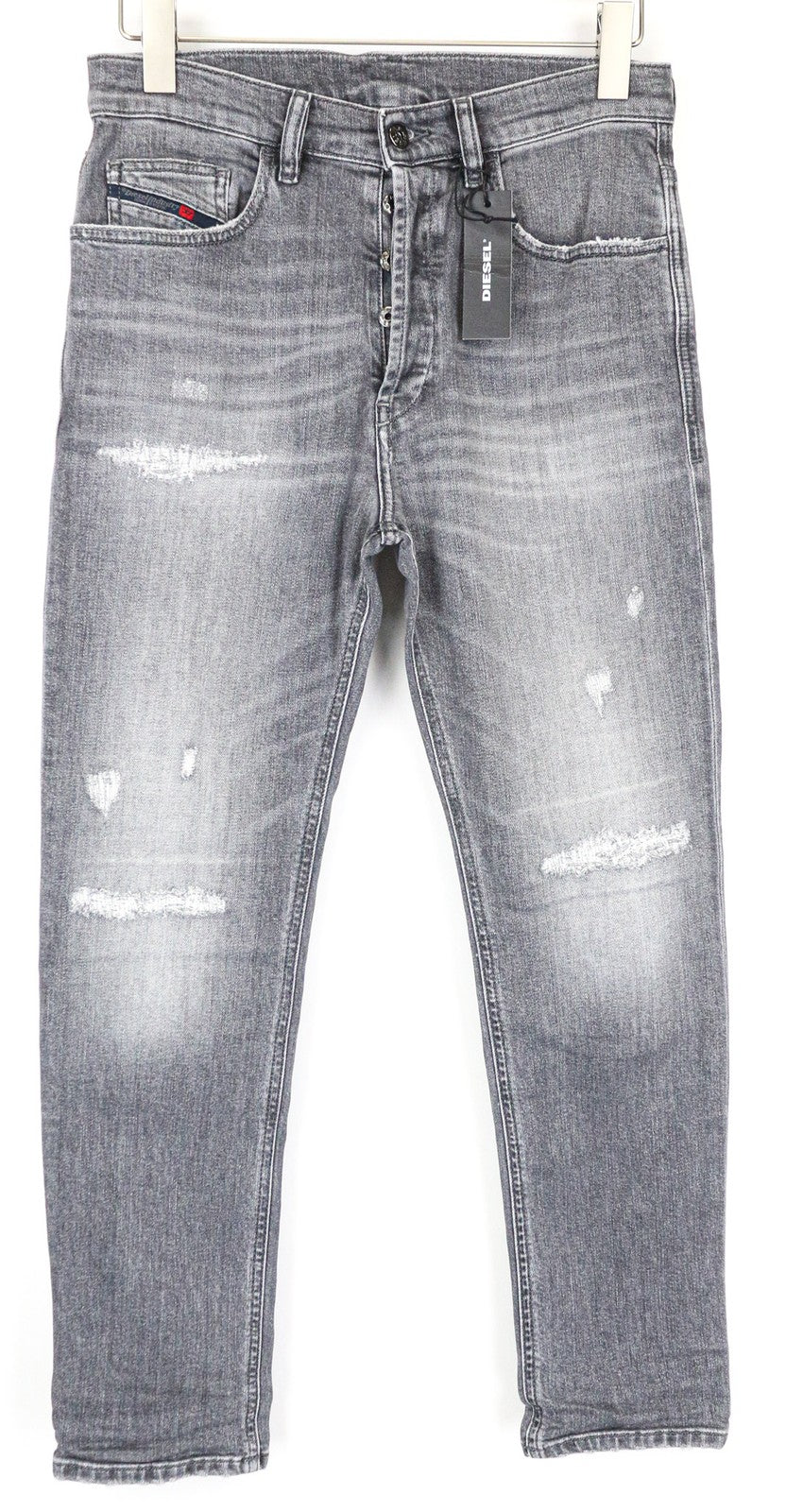 DIESEL D-Eetar 0890F Men's W28/L32 Grey Taper Fit Cotton Stretch Jeans