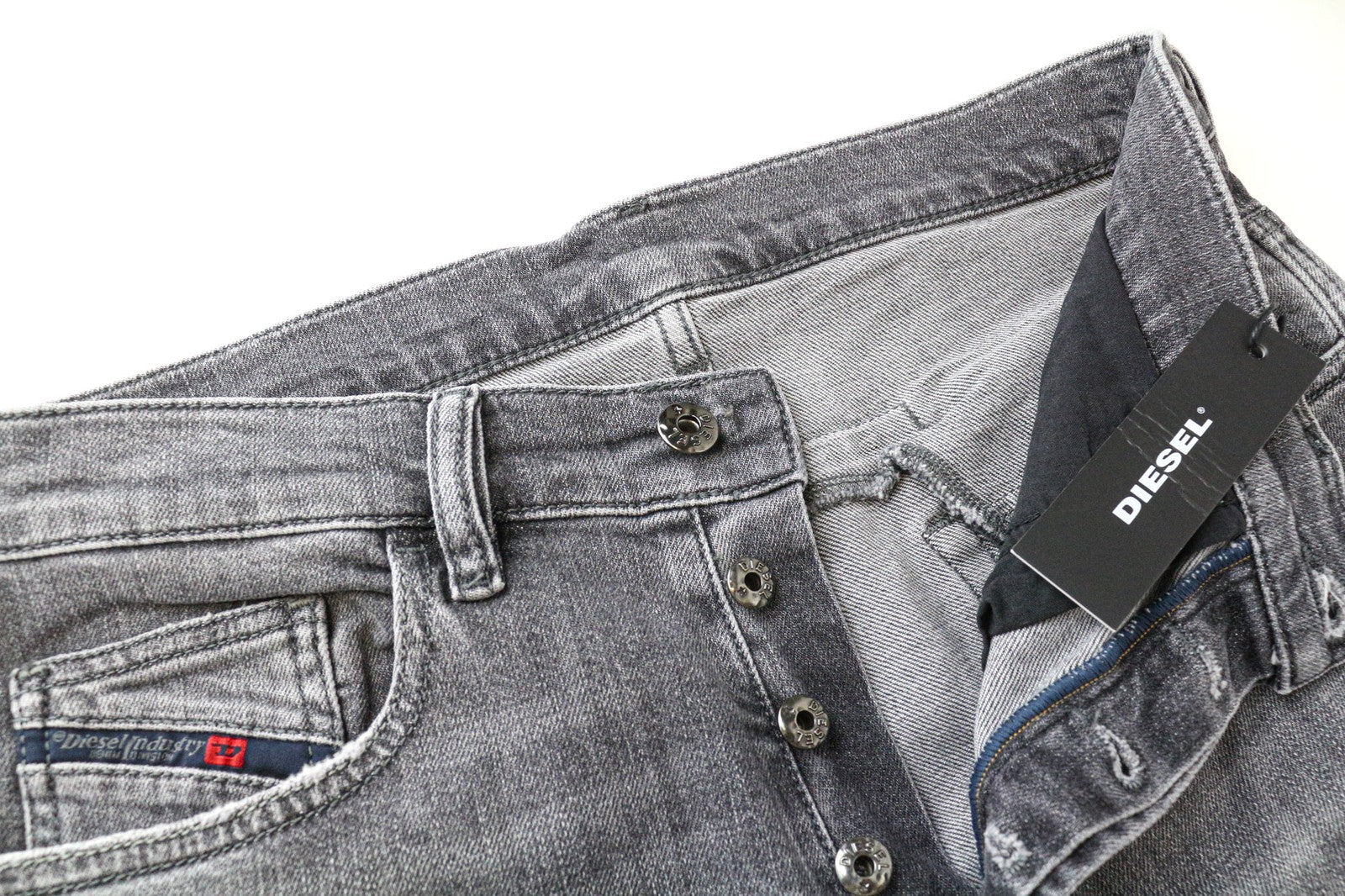 DIESEL D-Eetar 0890F Men's W28/L32 Grey Taper Fit Cotton Stretch Jeans