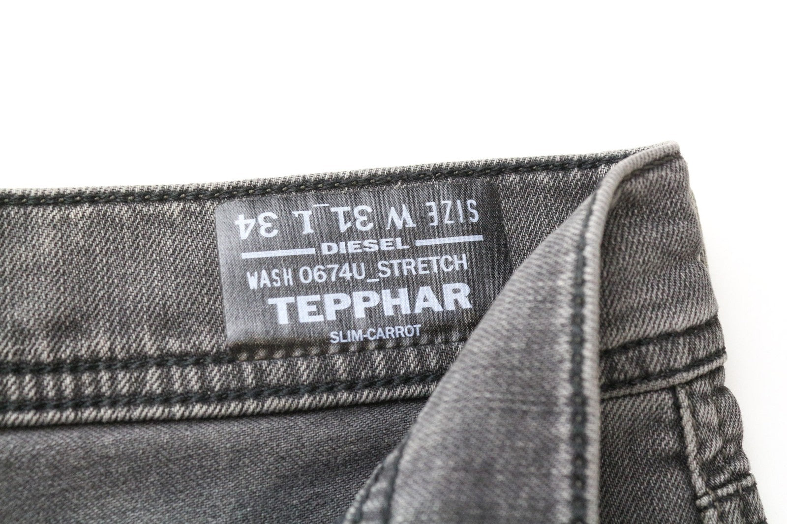 DIESEL D.N.A. Tepphar 0674U Men's Slim W31/L34 Carrot Fit Grey Cotton Jeans