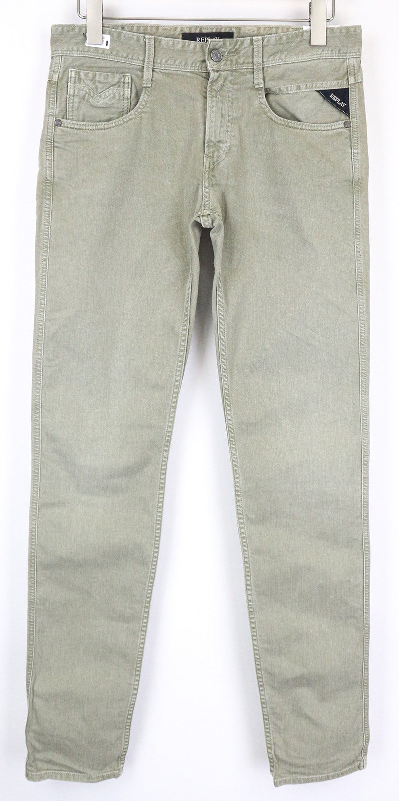 REPLAY Anbass Men's Light Brown Slim W30/L34 Cotton Stretch Plain Jeans