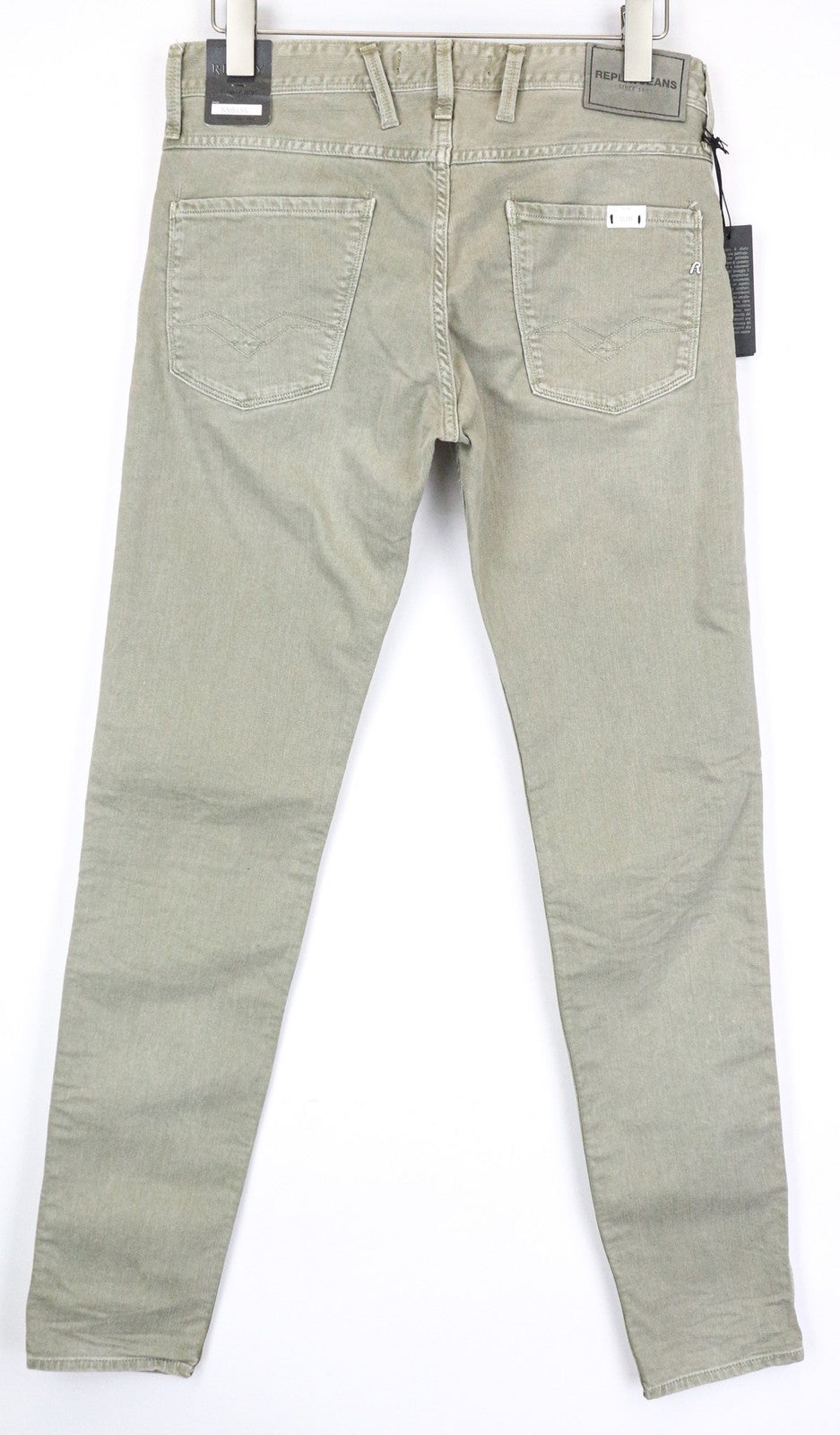 REPLAY Anbass Men's Light Brown Slim W30/L34 Cotton Stretch Plain Jeans