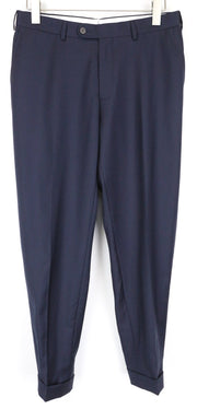 SUITSUPPLY Brescia Men's UK40S Navy Blue Pleated Pure Wool Lined Trousers