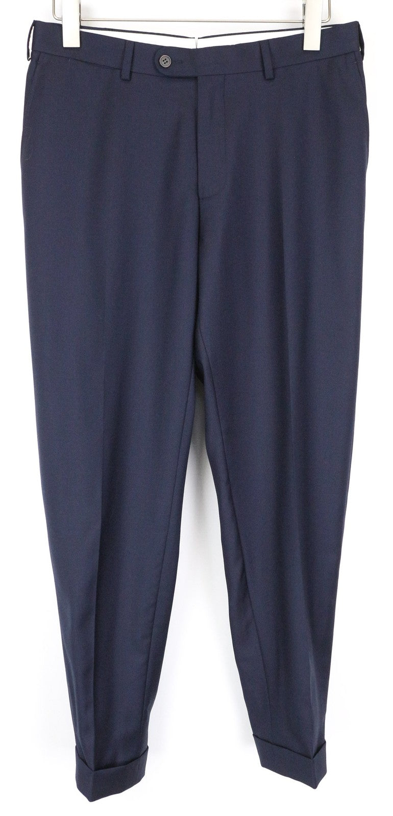 SUITSUPPLY Brescia Men's UK40S Navy Blue Pleated Pure Wool Lined Trousers