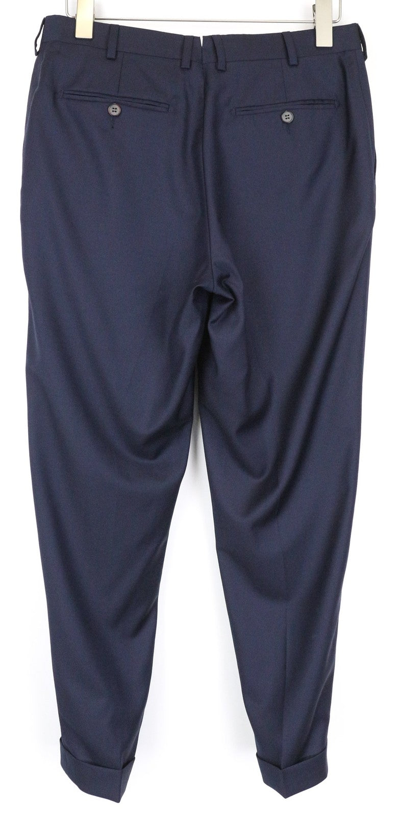 SUITSUPPLY Brescia Men's UK40S Navy Blue Pleated Pure Wool Lined Trousers