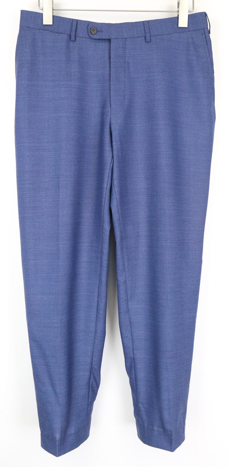 SUITSUPPLY Brescia Men's Slim UK42L Blue Wool Pleated Formal Lined Trousers