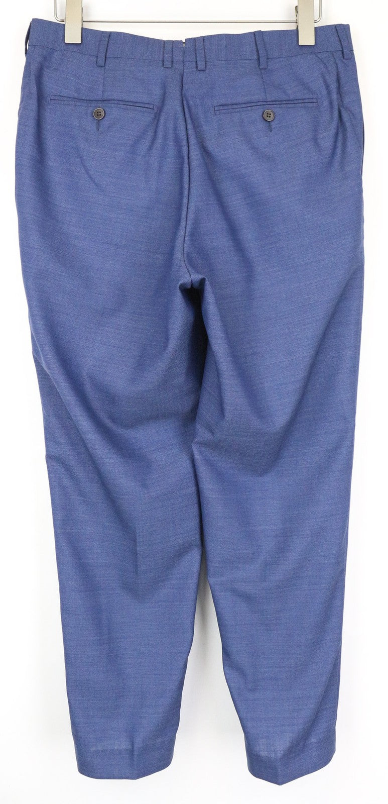 SUITSUPPLY Brescia Men's Slim UK42L Blue Wool Pleated Formal Lined Trousers