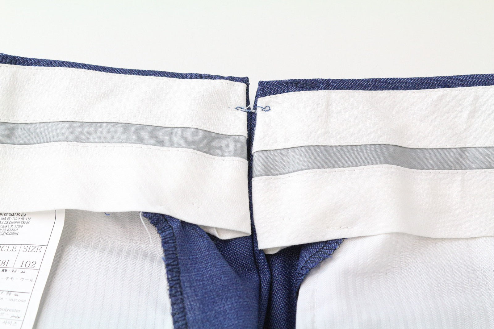 SUITSUPPLY Brescia Men's Slim UK42L Blue Wool Pleated Formal Lined Trousers