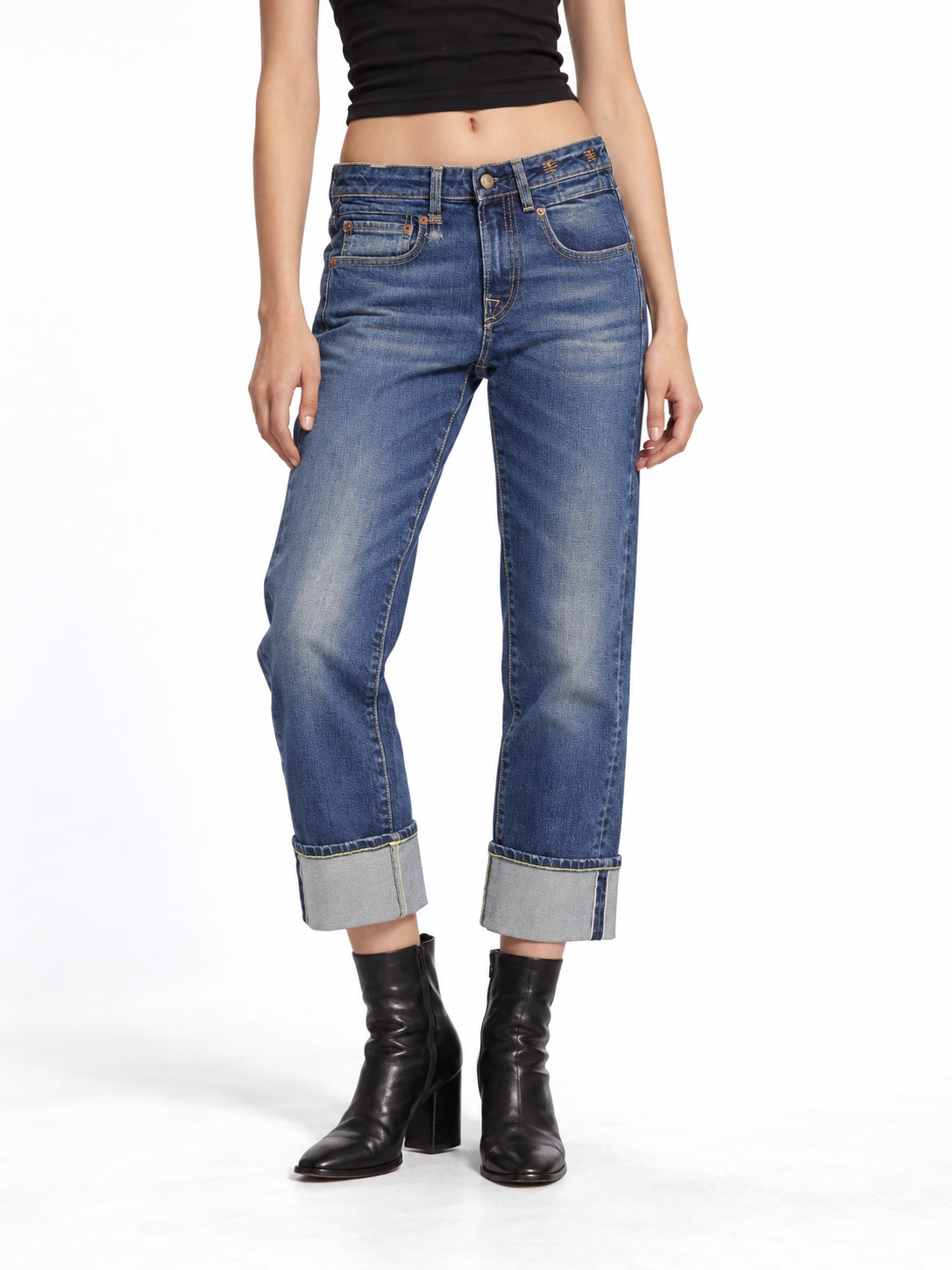 Jeans Cuffed Boy Straight Dalston Selvedge Blue Stretch