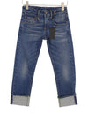 Jeans Cuffed Boy Straight Dalston Selvedge Blue Stretch