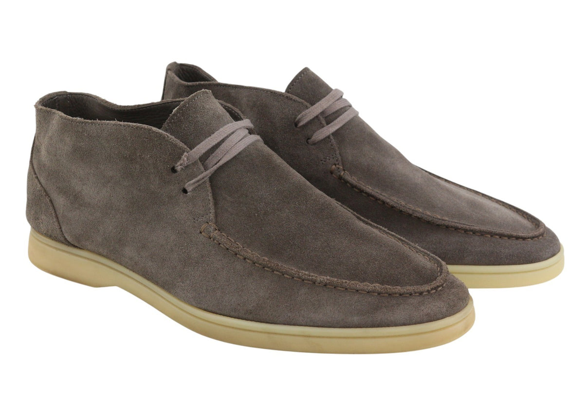 Grey Leather Desert Boots