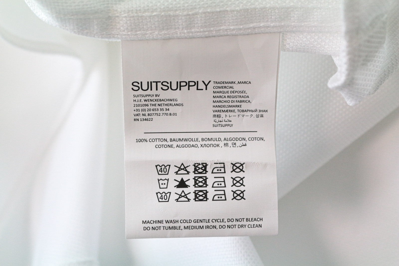 SUITSUPPLY Men's Formal Shirt 47 Traveller Tuxedo White Cotton Slim Classic