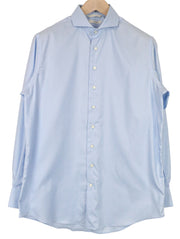 SUITSUPPLY Men's Shirt 39 Polo Blue Melange Traveller Cutaway Cotton