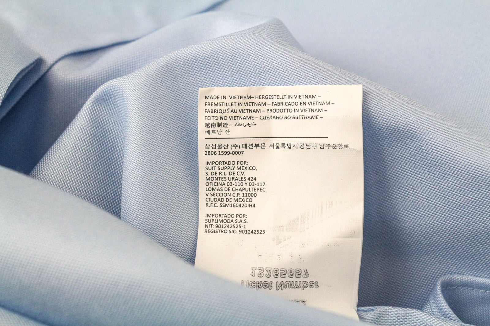 SUITSUPPLY Men's Shirt 39 Polo Blue Melange Traveller Cutaway Cotton