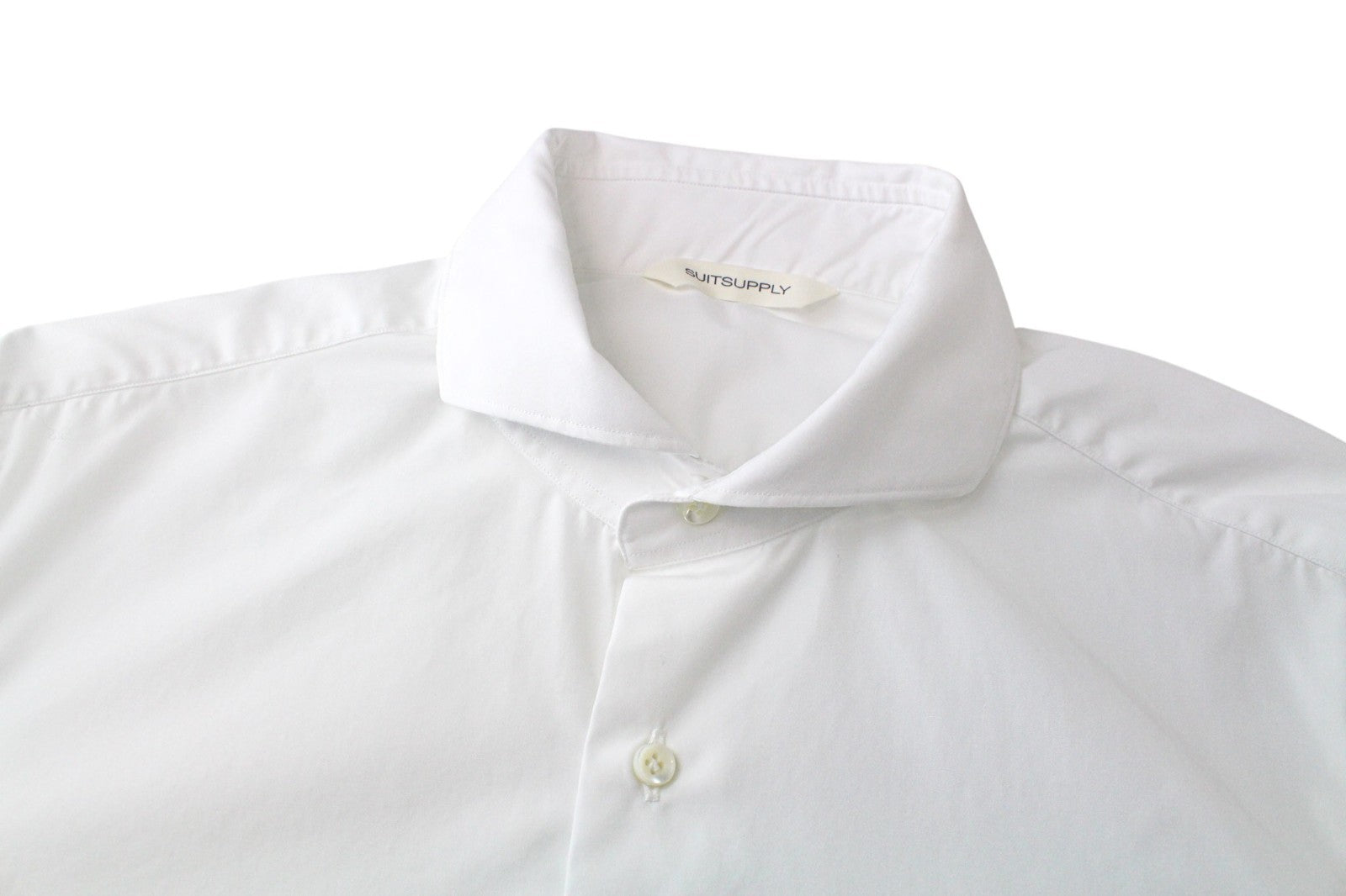 SUITSUPPLY Men's Formal Shirt ~S White Pure Cotton Slim French Cuff Tux Cutaway