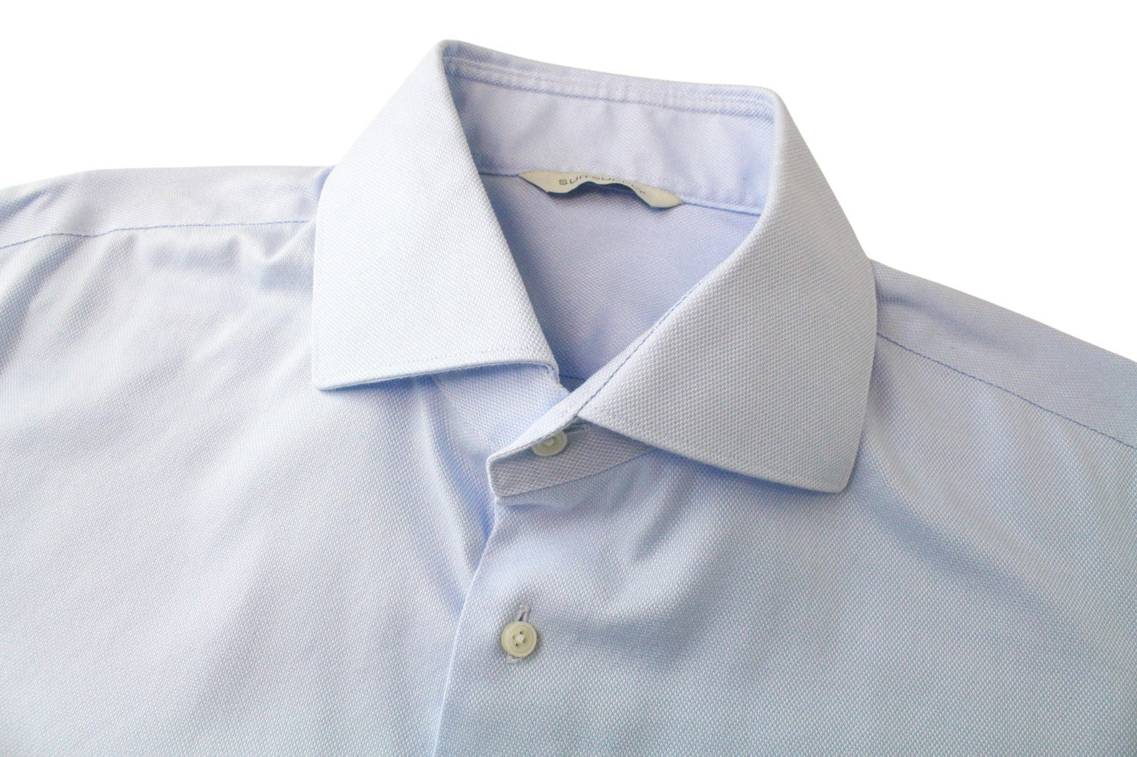SUITSUPPLY Men's Formal Shirt 43L Light Blue Classic Cut Extra Slim Pure Cotton