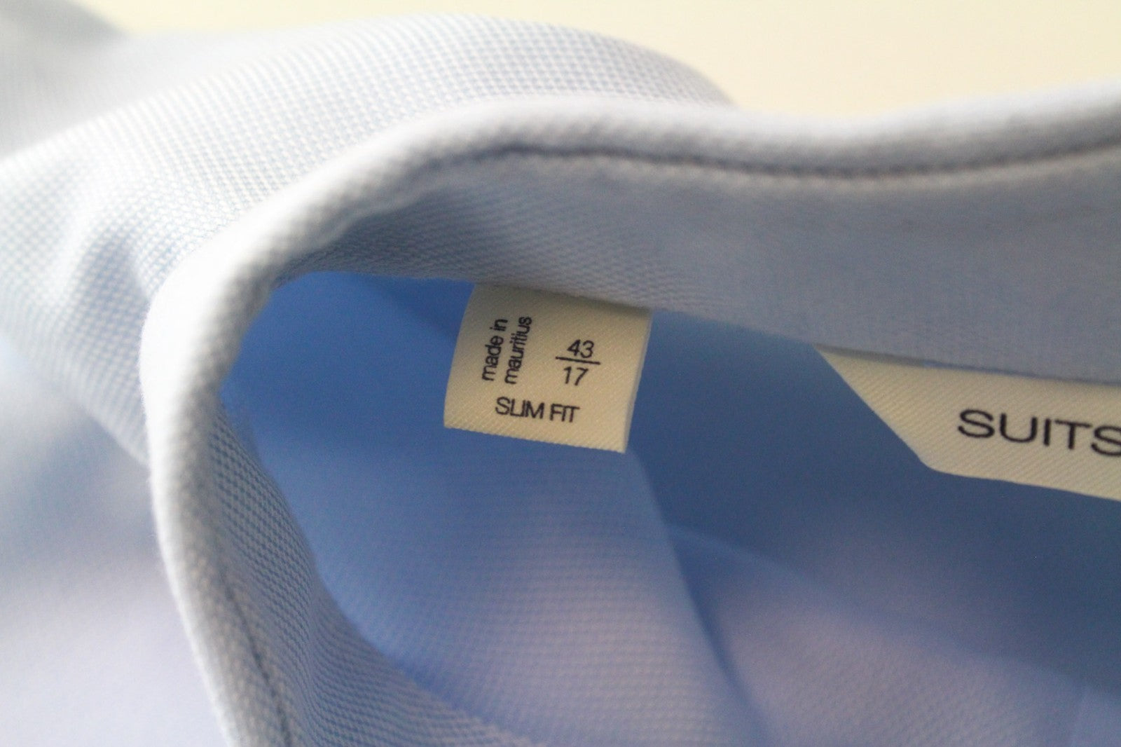 SUITSUPPLY Men's Formal Shirt 43/17 Traveller Light Blue Pure Cotton Slim Fit