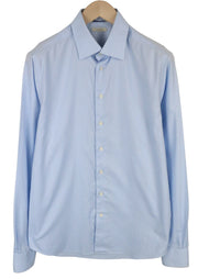 SUITSUPPLY Men's Formal Shirt 41L/16L Blue Melange Try On Slim Fit Pure Cotton