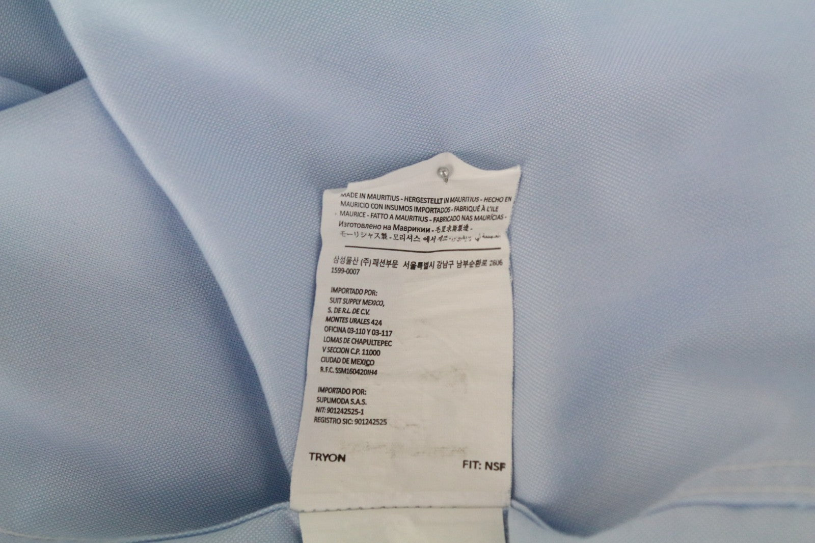 SUITSUPPLY Men's Formal Shirt 41L/16L Blue Melange Try On Slim Fit Pure Cotton