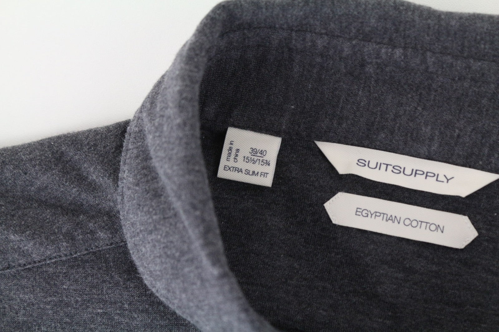 SUITSUPPLY Men's Formal Shirt 39/15 1/2-40/15 3/4 Grey Polo Cotton Extra Slim