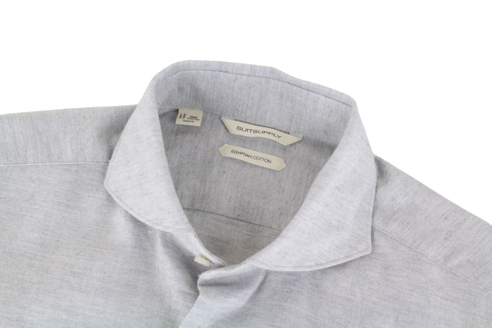 SUITSUPPLY Men's Formal Shirt 39/15 1/2-40/15 3/4 Grey Egyptian Cotton Slim Fit