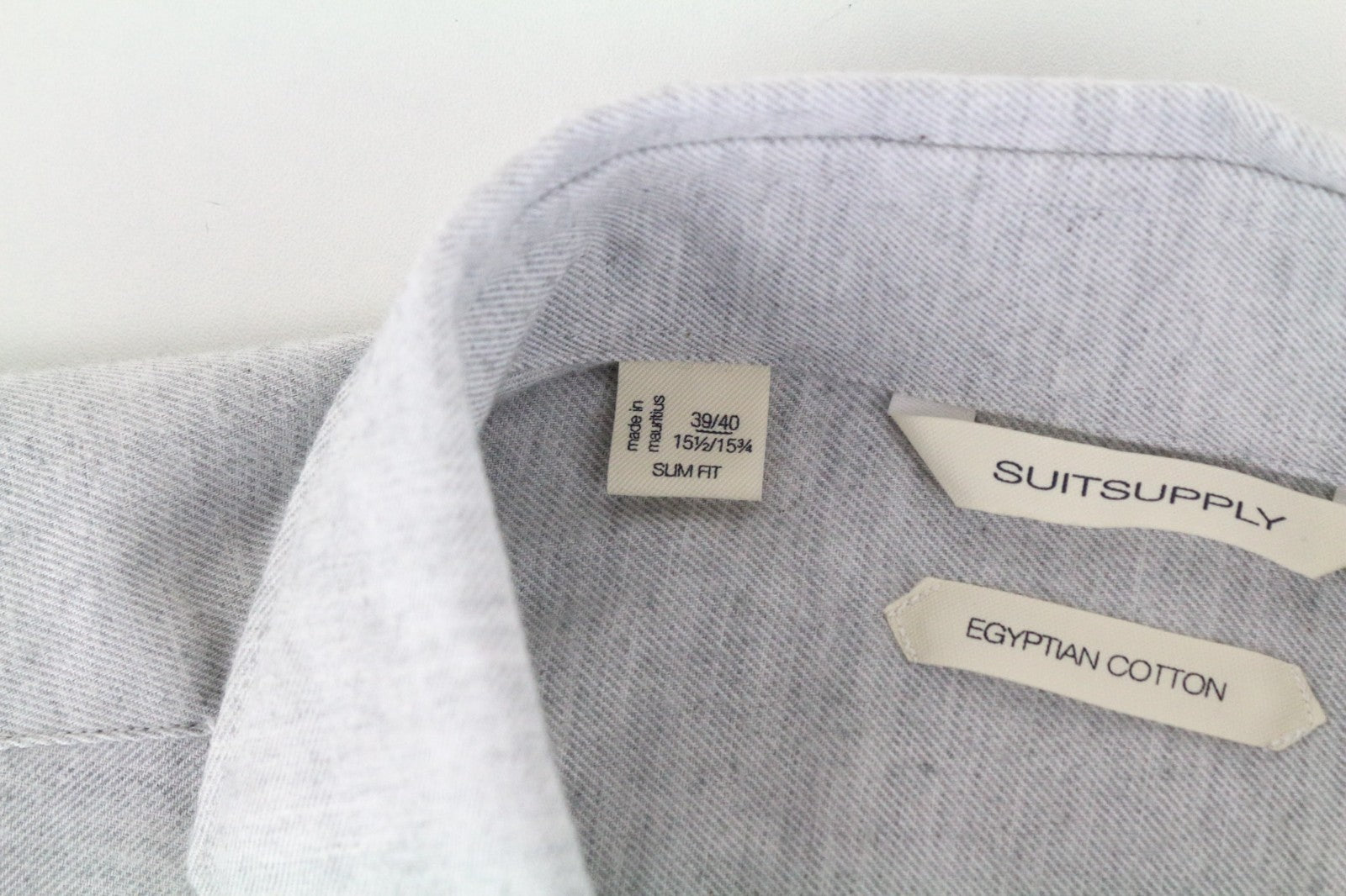 SUITSUPPLY Men's Formal Shirt 39/15 1/2-40/15 3/4 Grey Egyptian Cotton Slim Fit