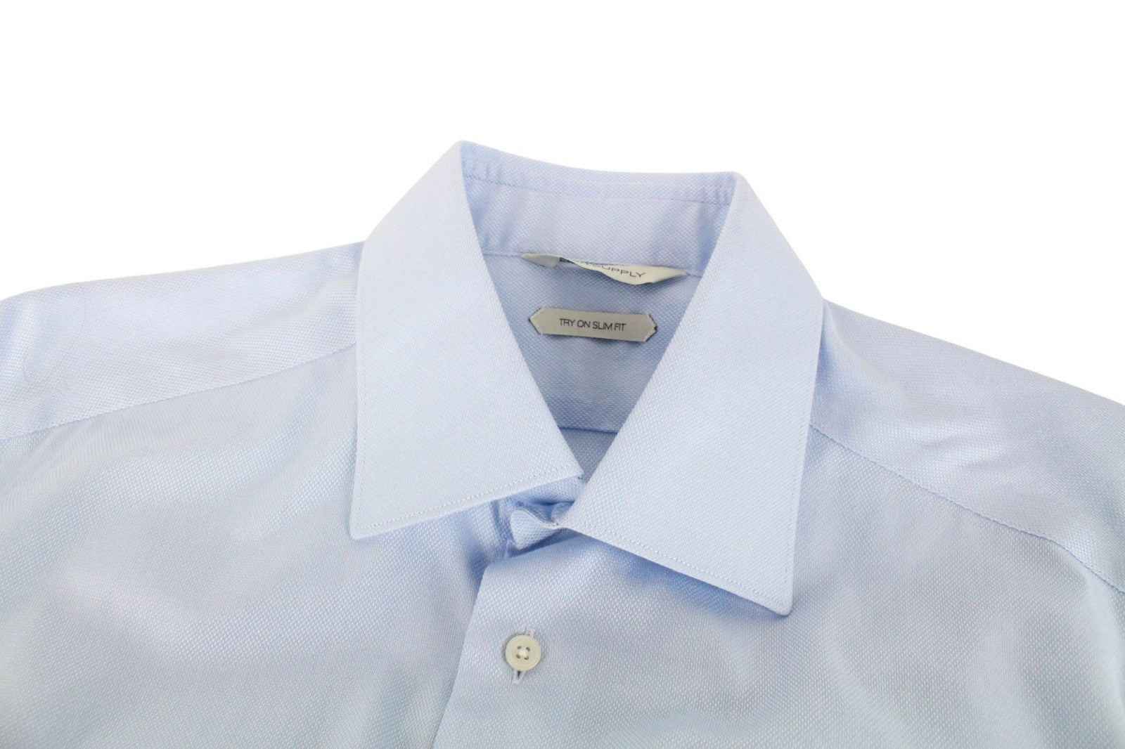 SUITSUPPLY Men's Formal Shirt 40-7/15 3/4L Blue Long Sleeve Cotton Button-Up