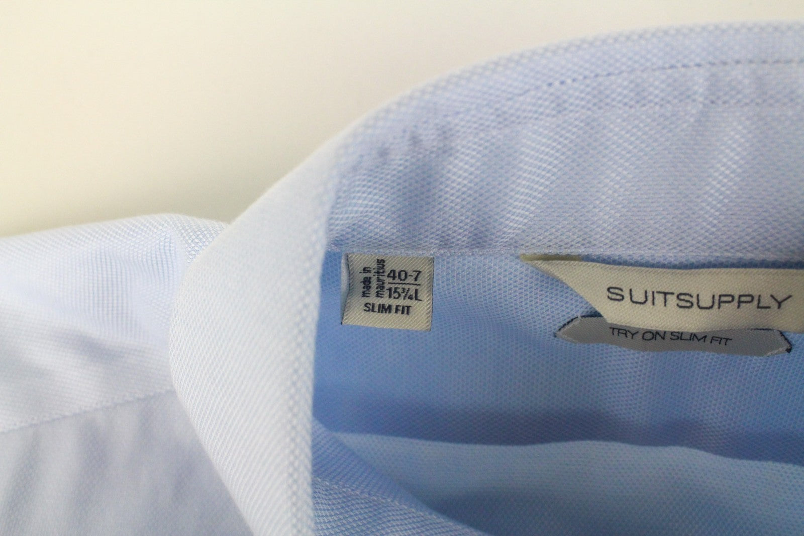 SUITSUPPLY Men's Formal Shirt 40-7/15 3/4L Blue Long Sleeve Cotton Button-Up