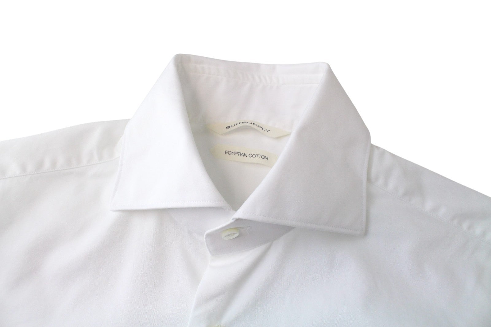 SUITSUPPLY Men's Formal Shirt 37/14 1/2 White Pure Cotton Twill Slim Long Sleeve