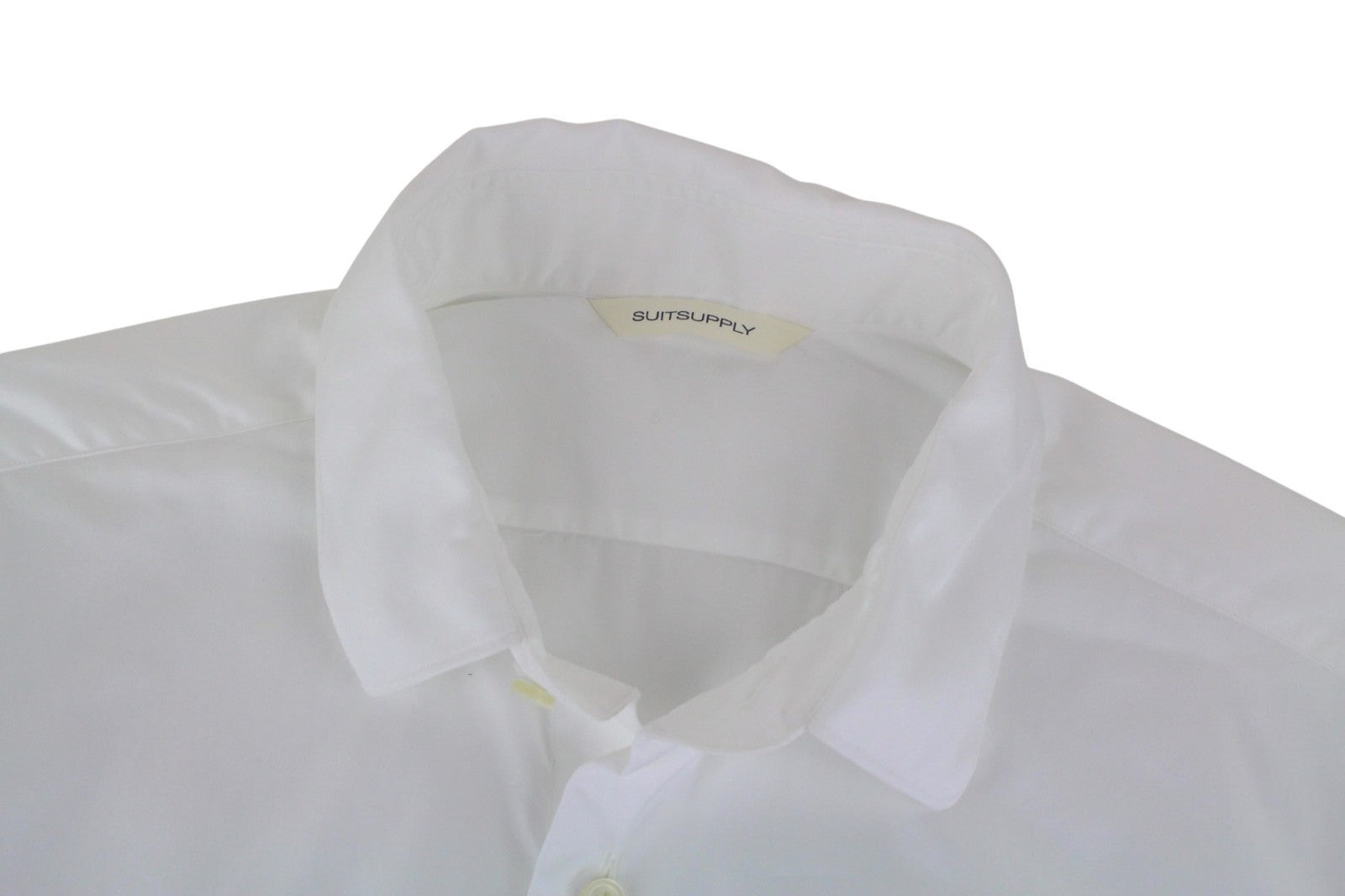 SUITSUPPLY Men's Formal Shirt ~S White Pure Cotton Button-Up Slim Long Sleeve