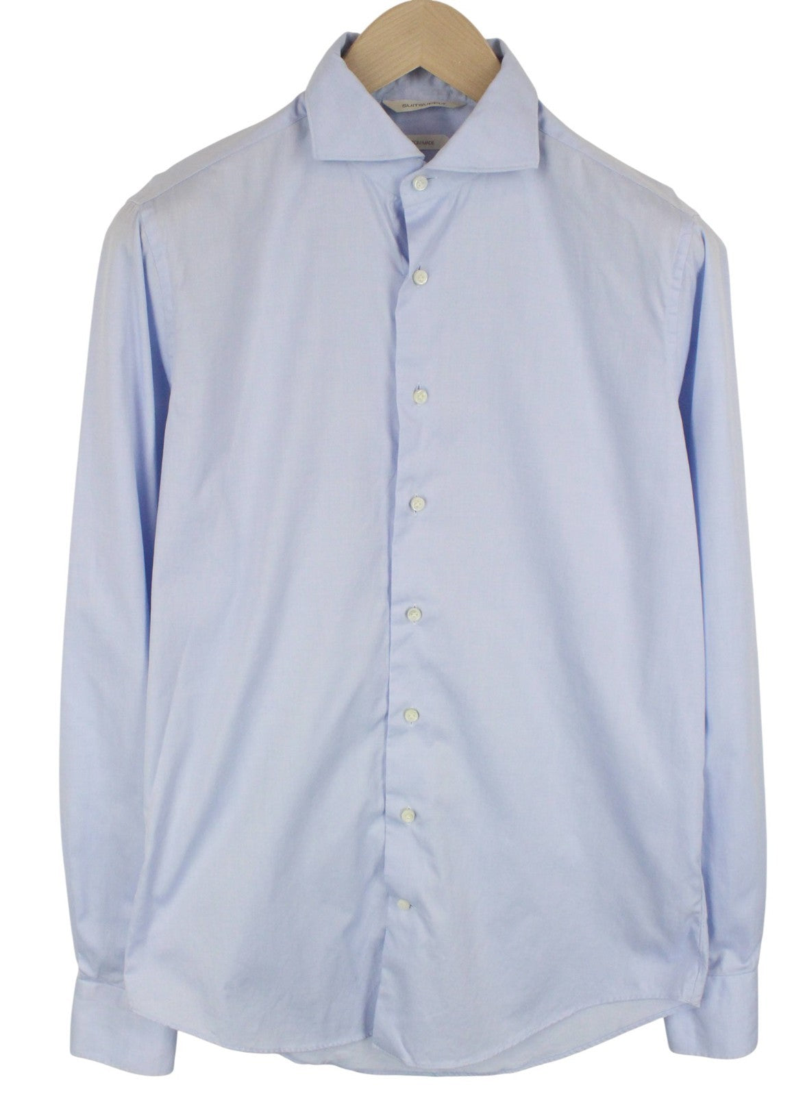 SUITSUPPLY Men's Formal Shirt 39L/15 1/2L Blue Cutaway Twill Cotton Extra Slim