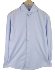 SUITSUPPLY Men's Formal Shirt 39/15 1/2 Blue Button-Up Twill Cotton Extra Slim