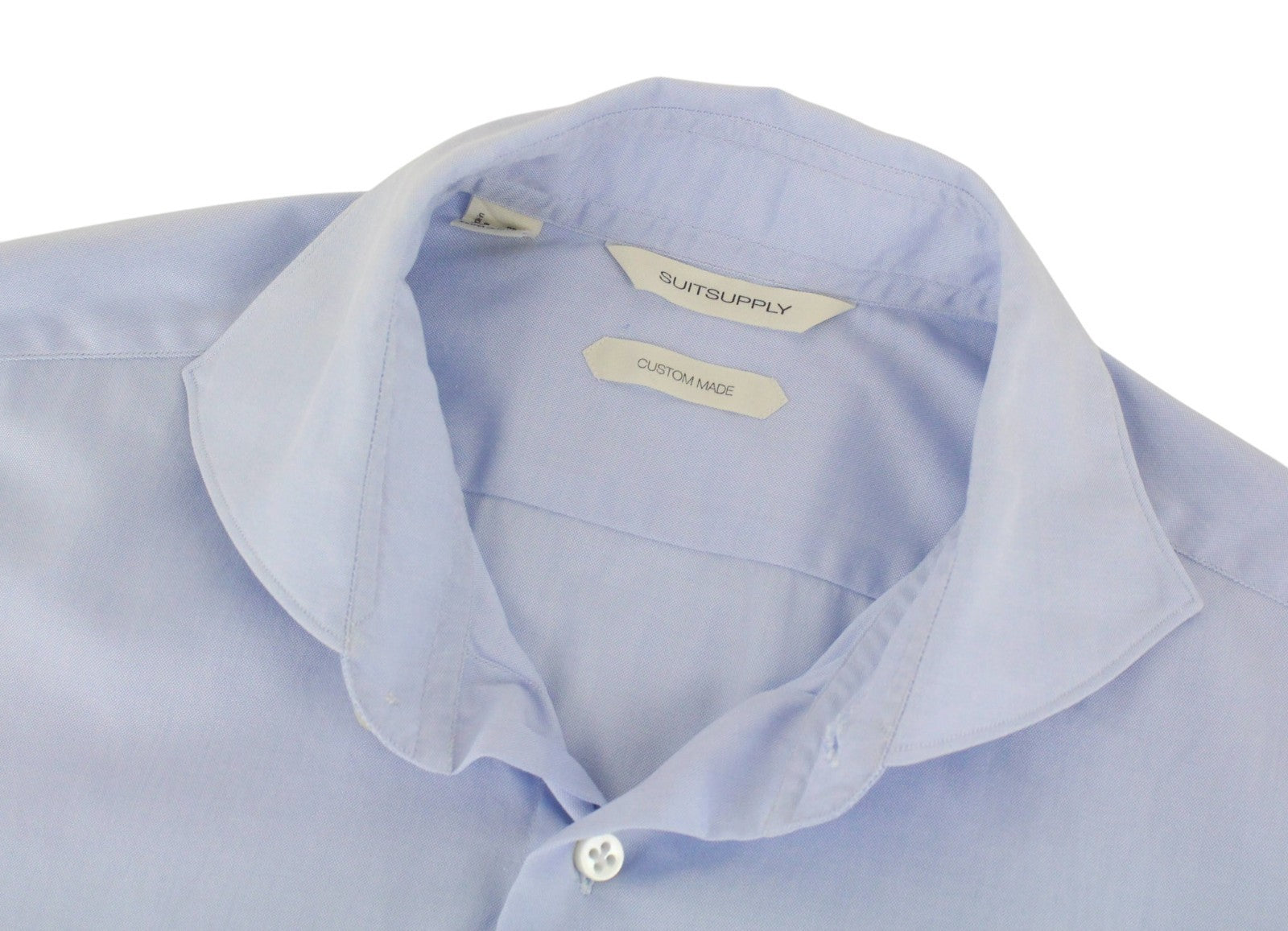 SUITSUPPLY Men's Formal Shirt 39/15 1/2 Blue Button-Up Twill Cotton Extra Slim