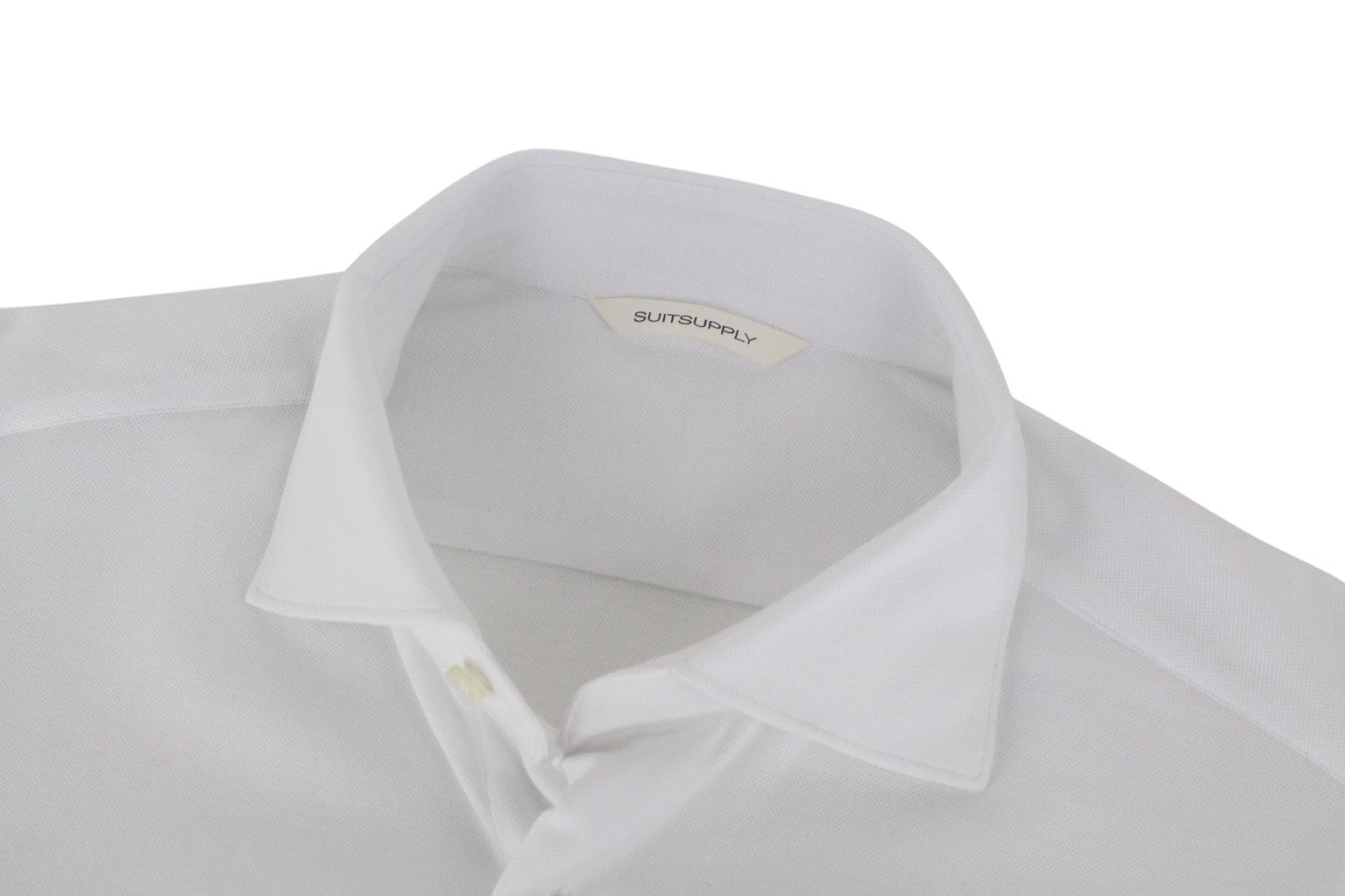 SUITSUPPLY Men's Formal Shirt ~XS White Button-Up Pure Cotton Long Sleeve Slim