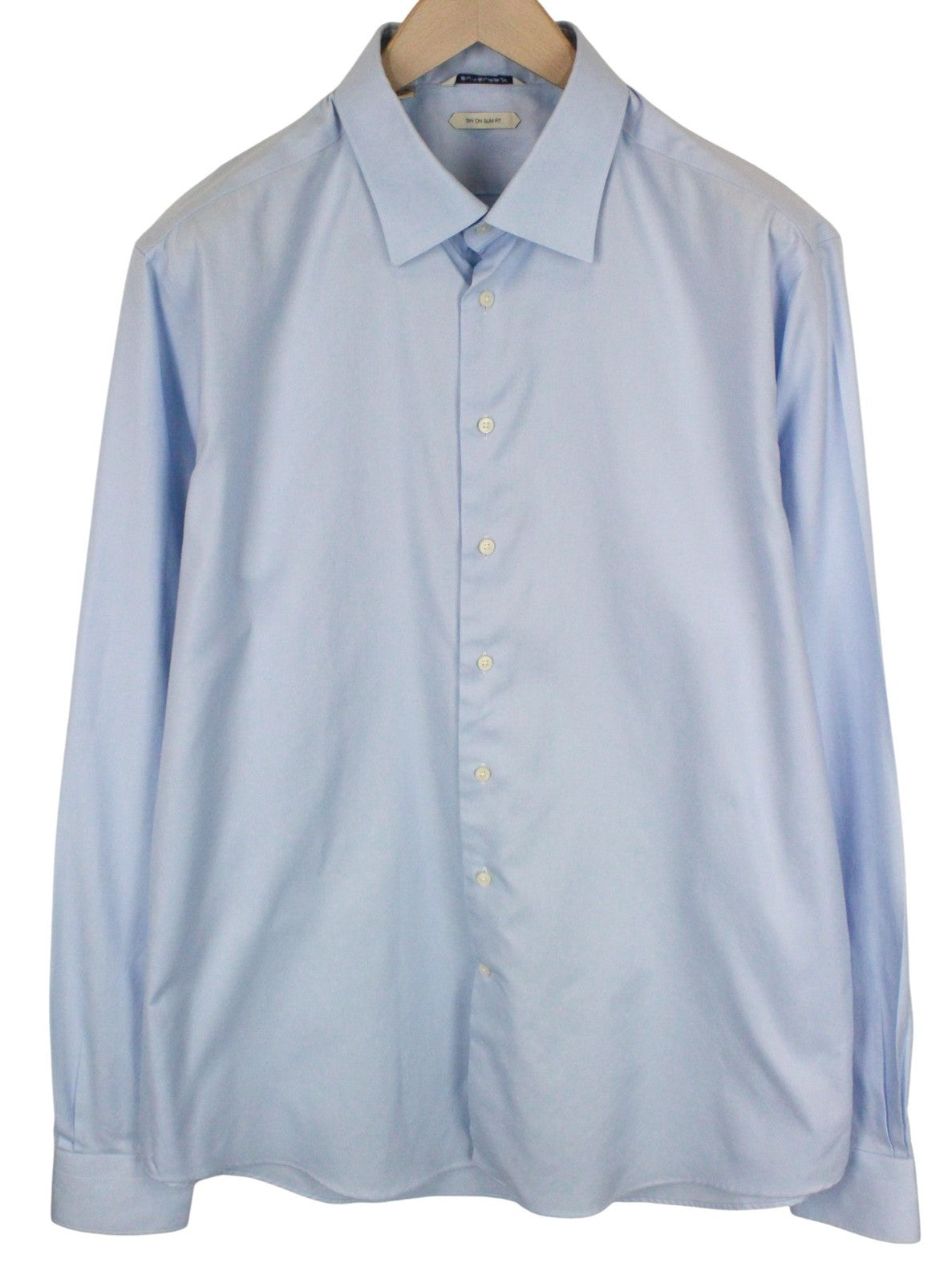 SUITSUPPLY Men's Formal Shirt 45L/17 3/4L Light Blue Try On Slim Fit Pure Cotton