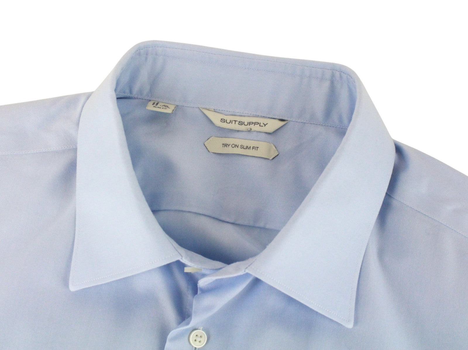 SUITSUPPLY Men's Formal Shirt 45L/17 3/4L Light Blue Try On Slim Fit Pure Cotton