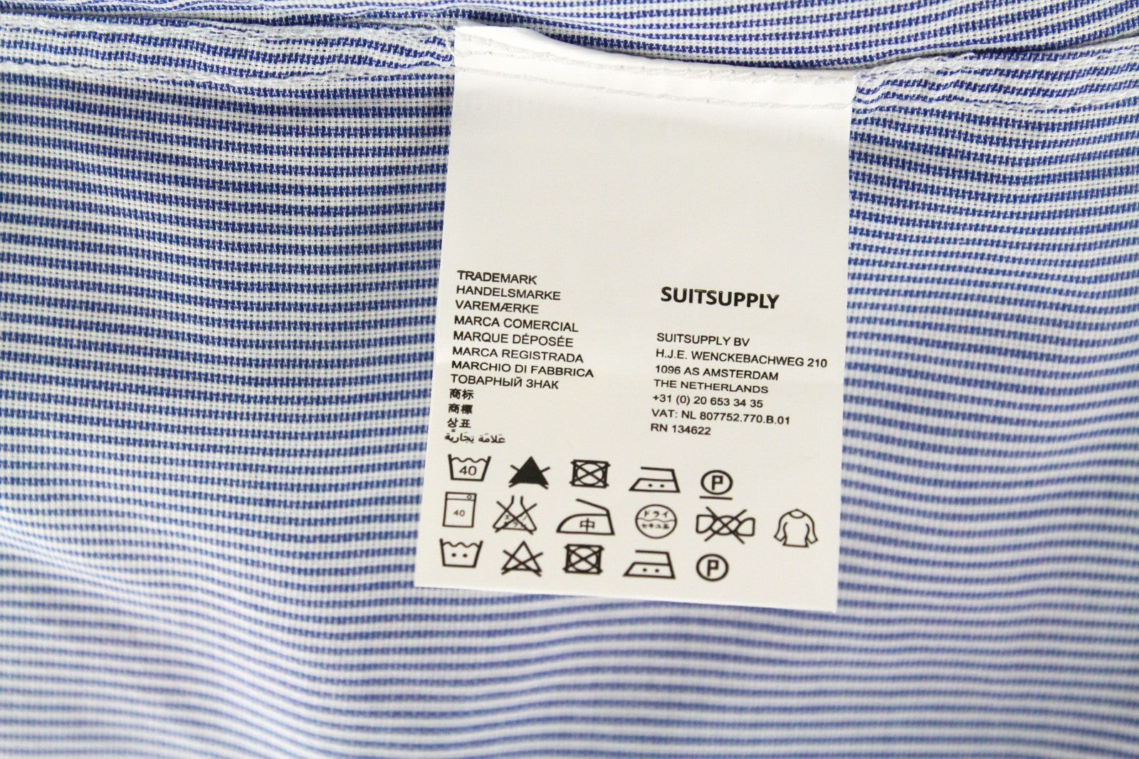 SUITSUPPLY Men's Formal Shirt 39/15 1/2 Blue Striped Egyptian Cotton Slim Cut