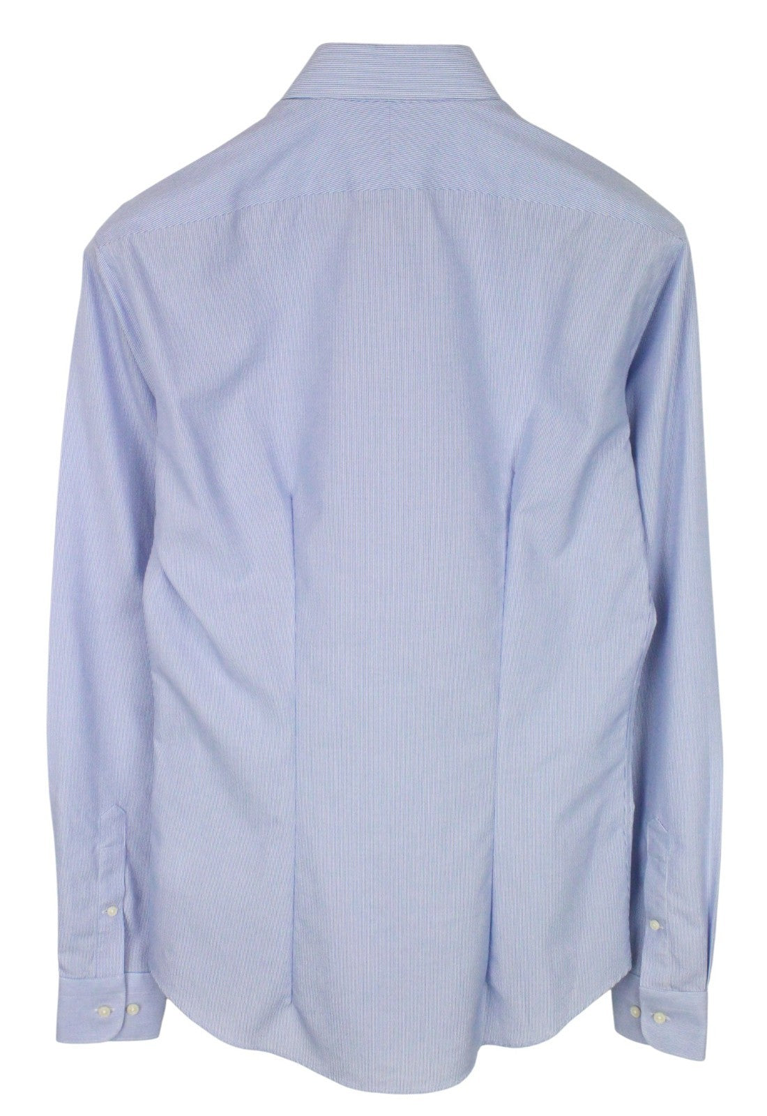 SUITSUPPLY Men's Formal Shirt 38.7/15L Traveller Blue Striped Long Slim Cotton