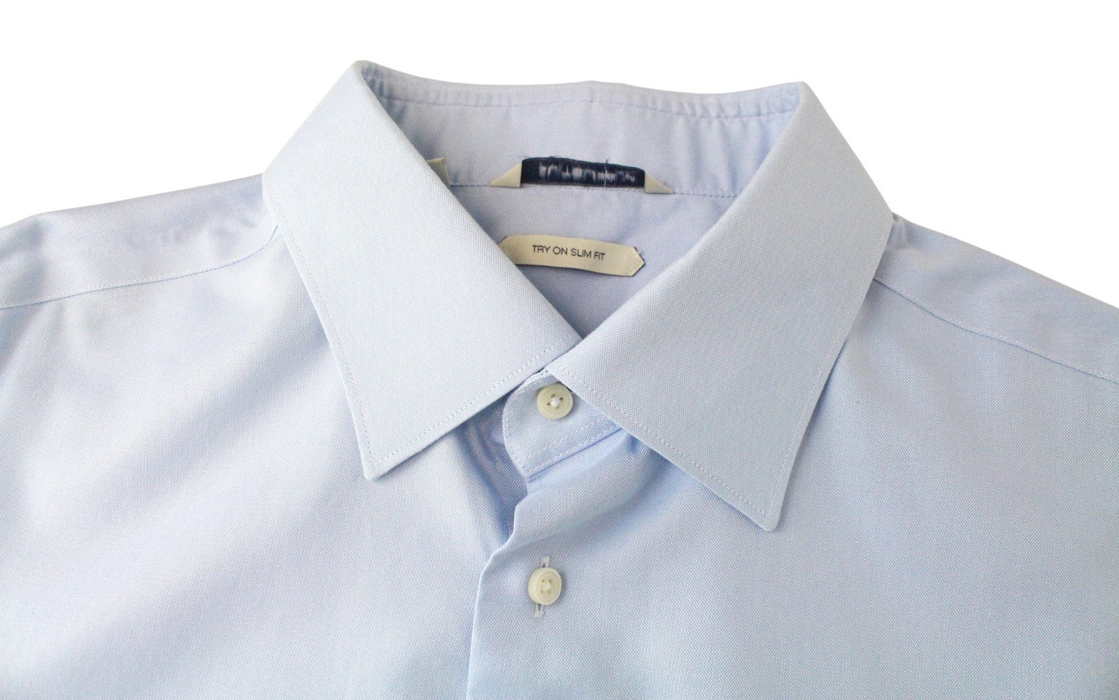 SUITSUPPLY Men's Formal Shirt 43/17 Melange Blue Try On Pure Cotton Slim Formal