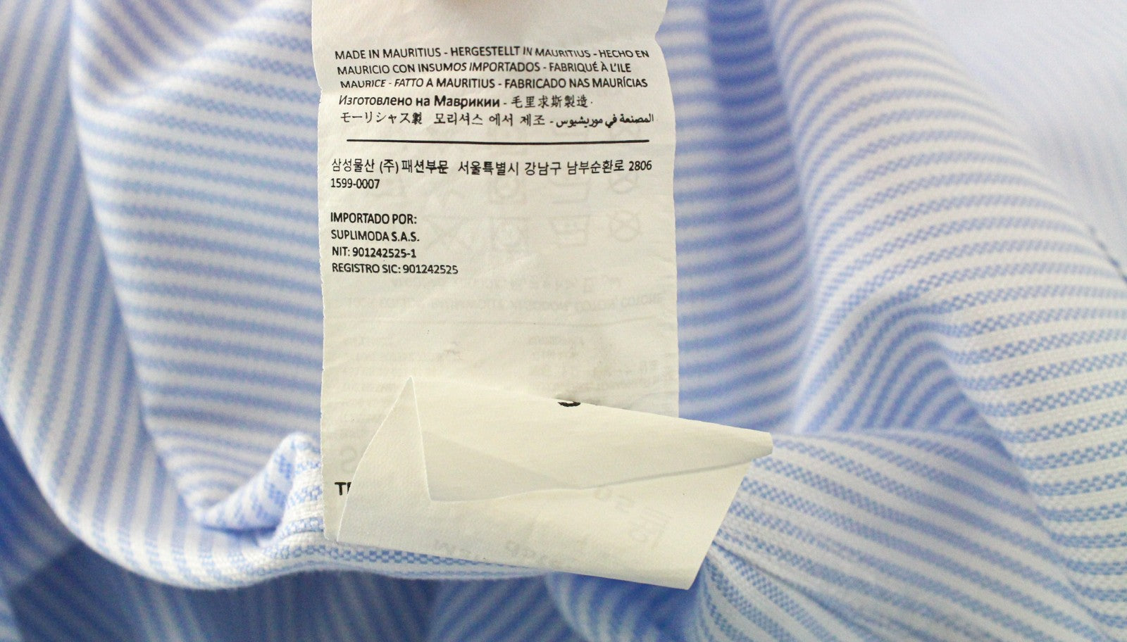 SUITSUPPLY Men's Formal Shirt 40/15 3/4 Light Blue Striped Try On Extra Slim Fit