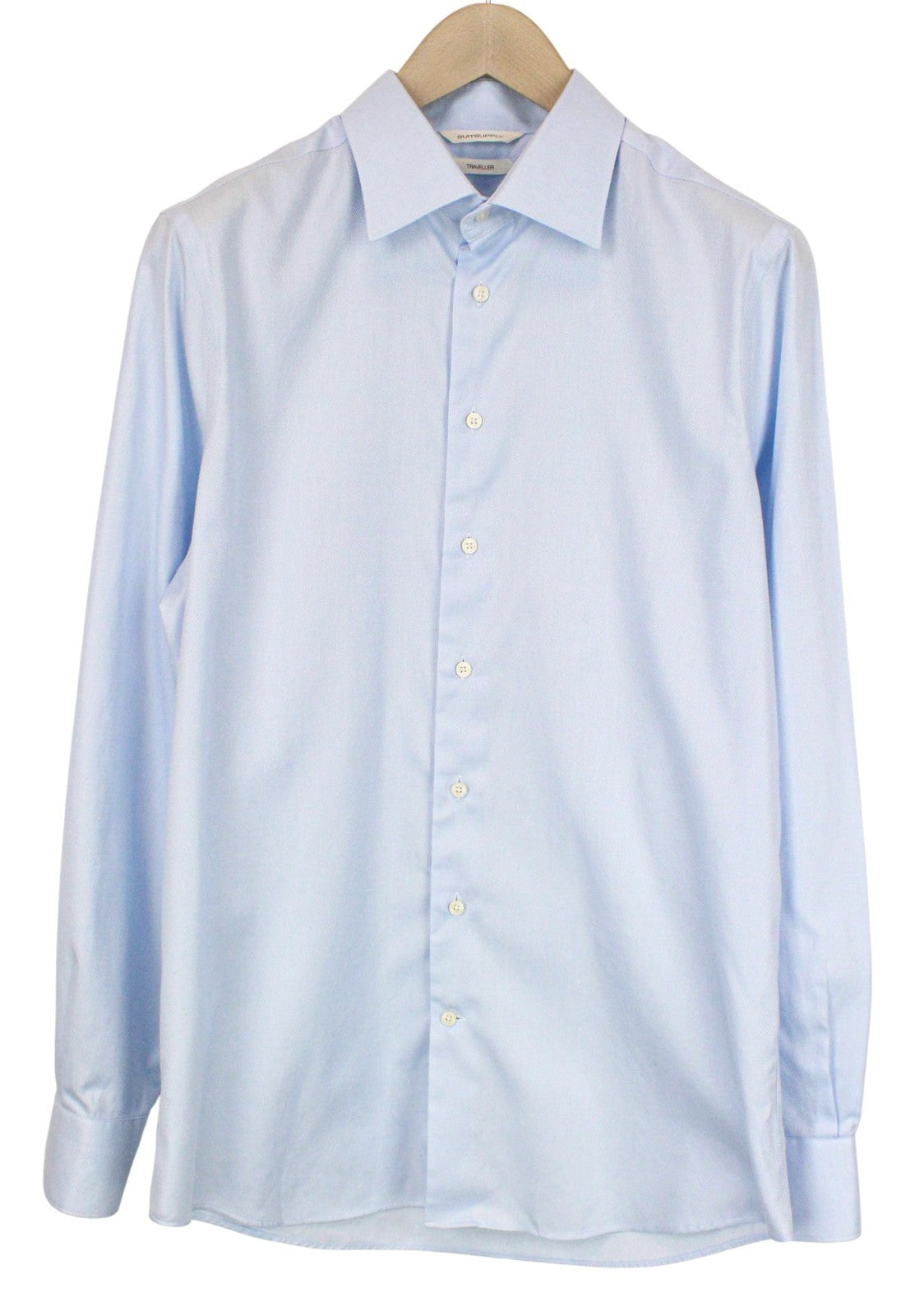 SUITSUPPLY Men's Formal Shirt 42/16 1/2 Light Blue Melange Traveller Extra Slim