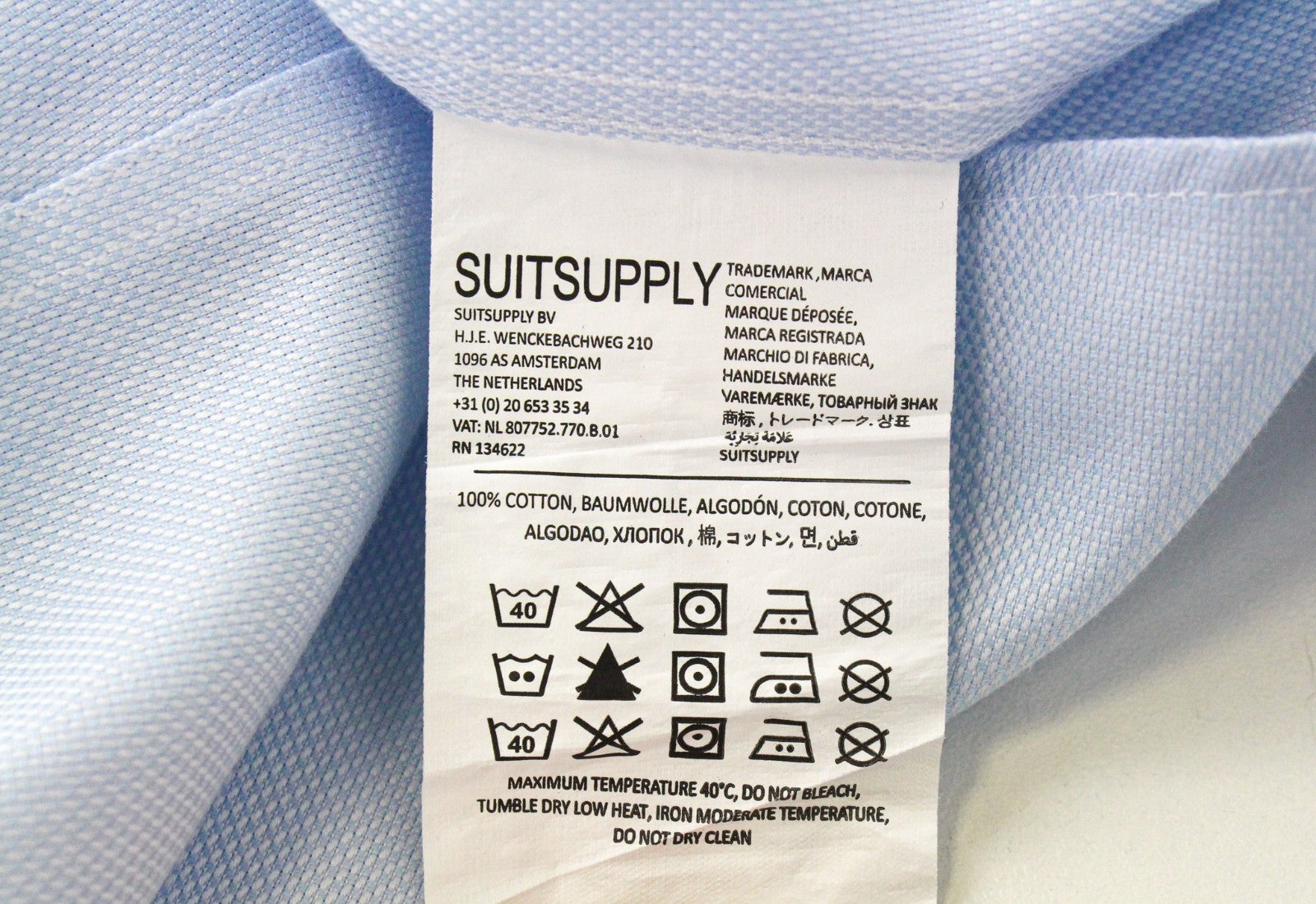 SUITSUPPLY Men's Formal Shirt 42/16 1/2 Light Blue Melange Traveller Extra Slim