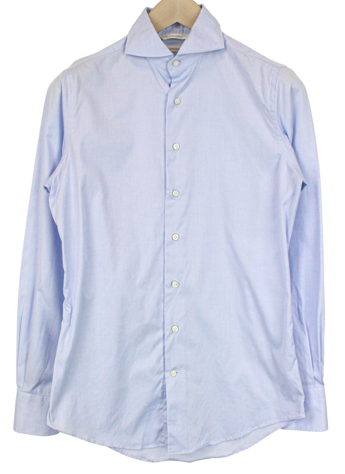 SUITSUPPLY Men's Formal Shirt 37/14 1/2 Light Blue Cutaway Melange Extra Slim
