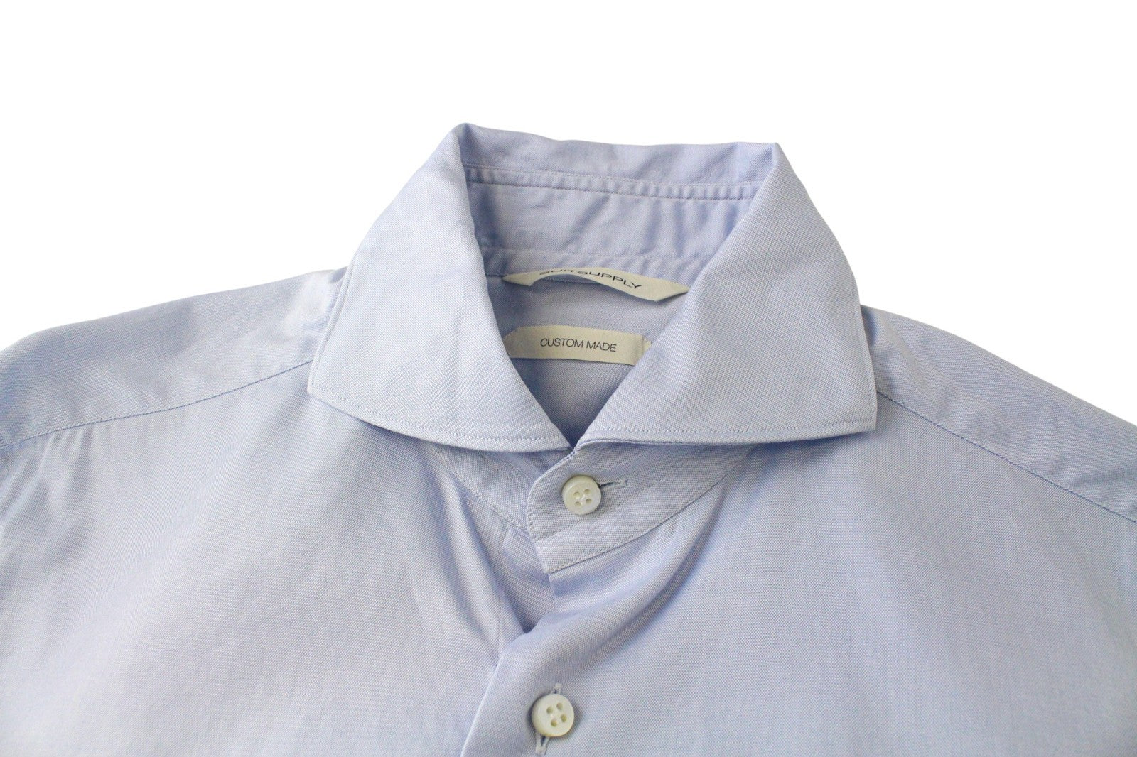 SUITSUPPLY Men's Formal Shirt 37/14 1/2 Light Blue Cutaway Melange Extra Slim
