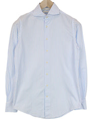 SUITSUPPLY Men's Formal Shirt 36/14 Egyptian Cotton Light Blue Striped Slim Cut